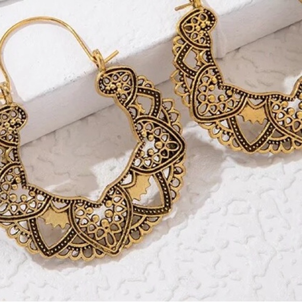 Golden Mandala hoop earrings